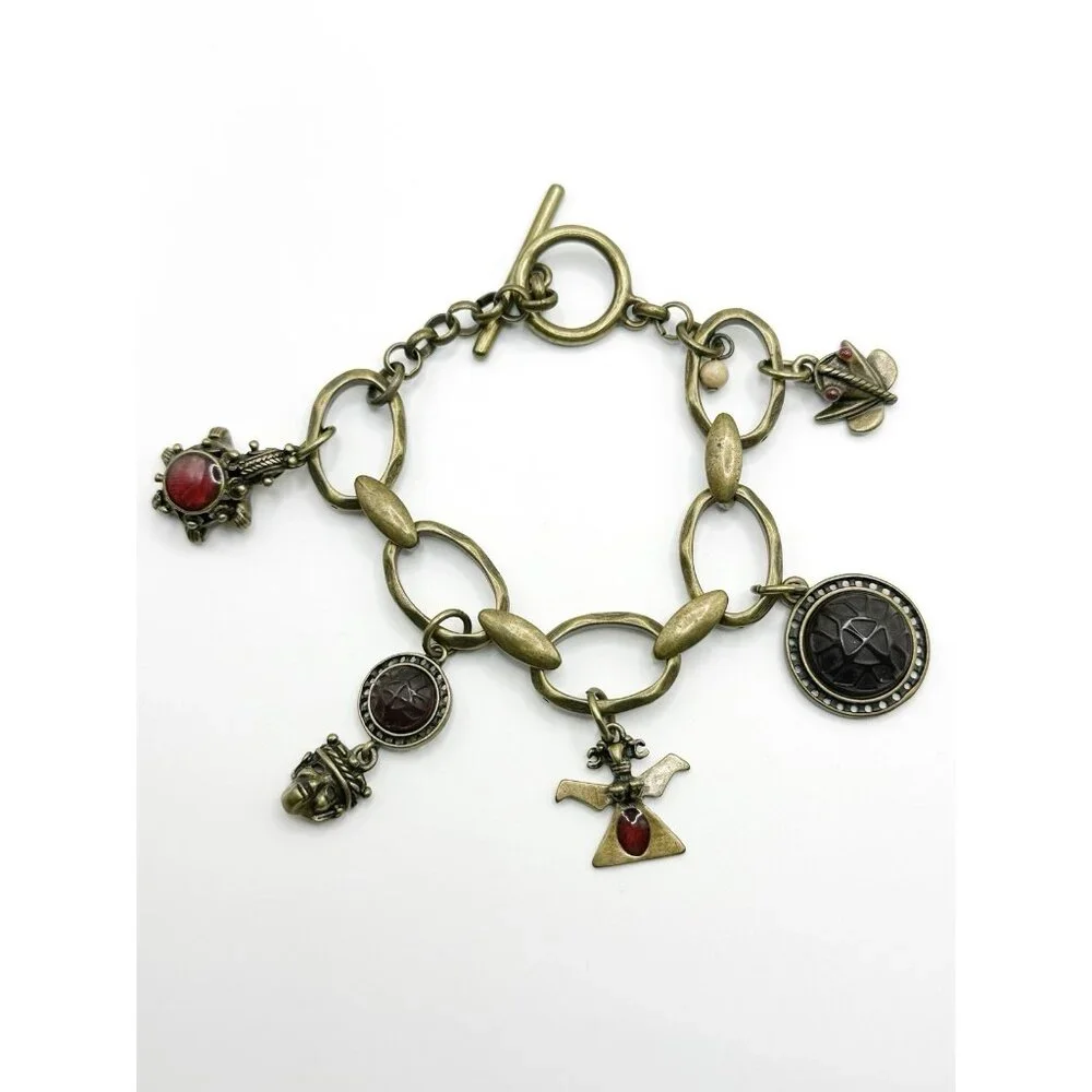 Unsigned Lucky Brand?‎ Charm Bracelet Turtle Frog Mask